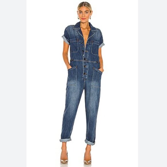 Pistola Grover Denim Jumpsuit NWT Utopia Dot Size Medium - Picture 2 of 8